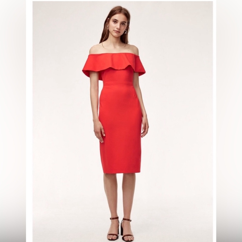 Babaton Ruslan Off Shoulder Midi Dress in size 4